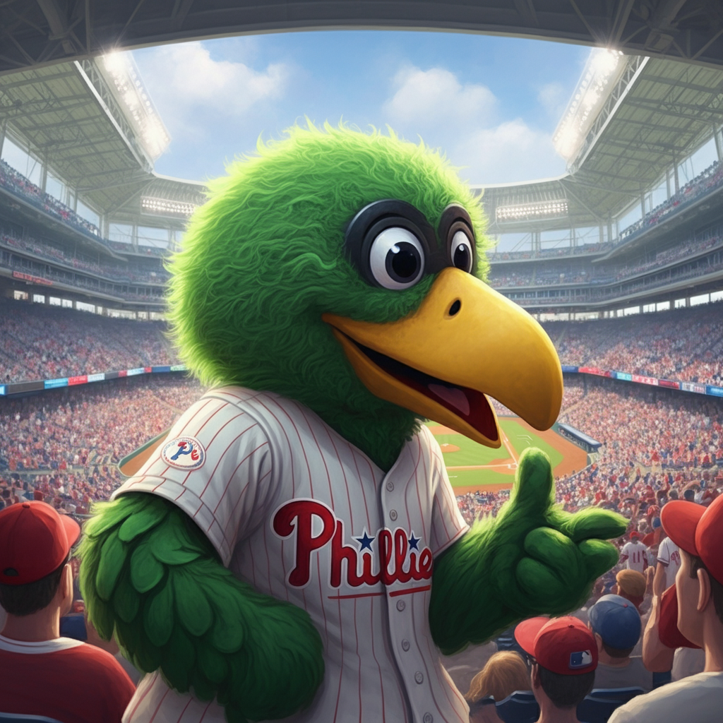 Baseball Mascot with a Fluffy Green Snout