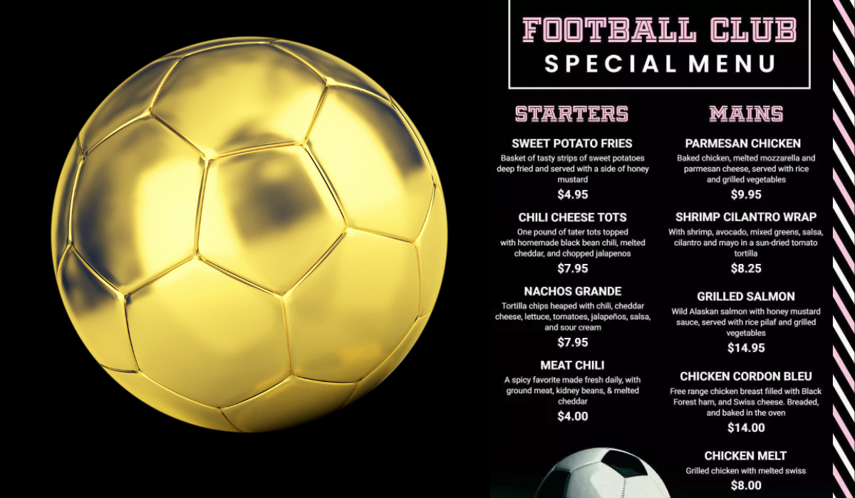 Football Club Menu