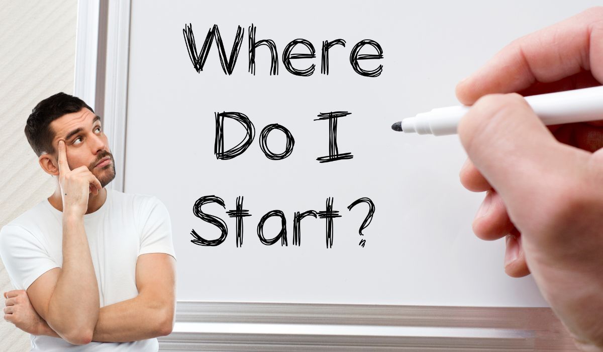 A handwritten note on a piece of paper with the text 'Where Do I Start?' written in cursive, expressing uncertainty or a search for guidance. How to start writing on gravityinternet.net?